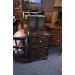 TOSHIBA STACKING STEREO SYSTEM WITH RECORD TURNTABLE, IN MAHOGANY CABINET FACED AS FOUR FALSE