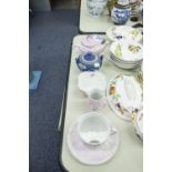 A VICTORIAN GERMAN TEA SET FOR ONE, A WEDGWOOD BOX AND COVER AND AN ASHTRAY