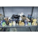 SELECTION OF ANIMAL ORNAMENTS, DUCKS, CATS AND HORSES ETC...