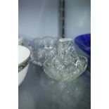 GOOD QUALITY MODERN CUT GLASS FRUIT BOWL AND A SIMILAR BASKET (2)