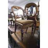 SET OF THREE VICTORIAN MAHOGANY BALLOON BACK DINING CHAIRS