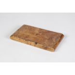 A EARLY 20TH CENTURY BIRDSEYE MAPLE CIGAR CASE with carved flush hinge, 6 1/2" high x 3 1/2" wide (