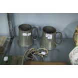 BOY SCOUTS METAL WHISTLE, A GIRL GUIDES METAL WHISTLE, TWO PEWTER TANKARDS AND A SOUVENIR SPOON