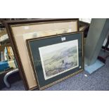 DAVID FORD SIGNED COLOUR PRINT 'SADDLEWORTH' CHURCH AND PETER S. CARTER (DIGGLE) WATERCOLOUR DRAWING