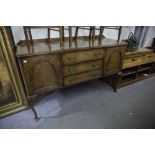 A WALNUTWOOD QUEEN ANNE STYLE SIDEBOARD AND A MATCHING SIDE TABLE