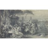 VICTORIAN STEEL ENGRAVING CELEBRATING NELSON'S RETURN FROM TRAFALGAR 17" x 28" (43.2cm x 71.1cm) and