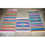 THREE MEXICAN CIRCA 1950 'SALTILLO SERAPE' TABLE RUNNERS/COVERS