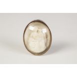 LATE NINETEENTH/EARLY TWENTIETH CENTURY OVAL CARVED LAVA CAMEO, depicting a alto relief seated