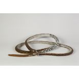 TURKISH PRISONER OF WAR BEADWORK SNAKE, worked in amber beads with a black zig zag pattern and white