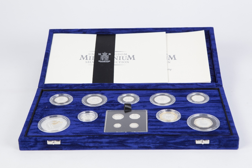 ROYAL MINT UNITED KINGDOM LIMITED EDITION 'MILLENIUM SILVER COLLECTION' nine coins in Sterling