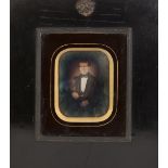CIRCA 1850 DAGUERREOTYPE, EARLY PHOTOGRAPH, A THREE QUARTER LENGTH PORTRAIT OF A SEATED GENTLEMAN,