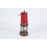 PATTERSON LAMPS LTD., GATESHEAD, MINER'S SAFETY LAMP, brass and, in part, red painted