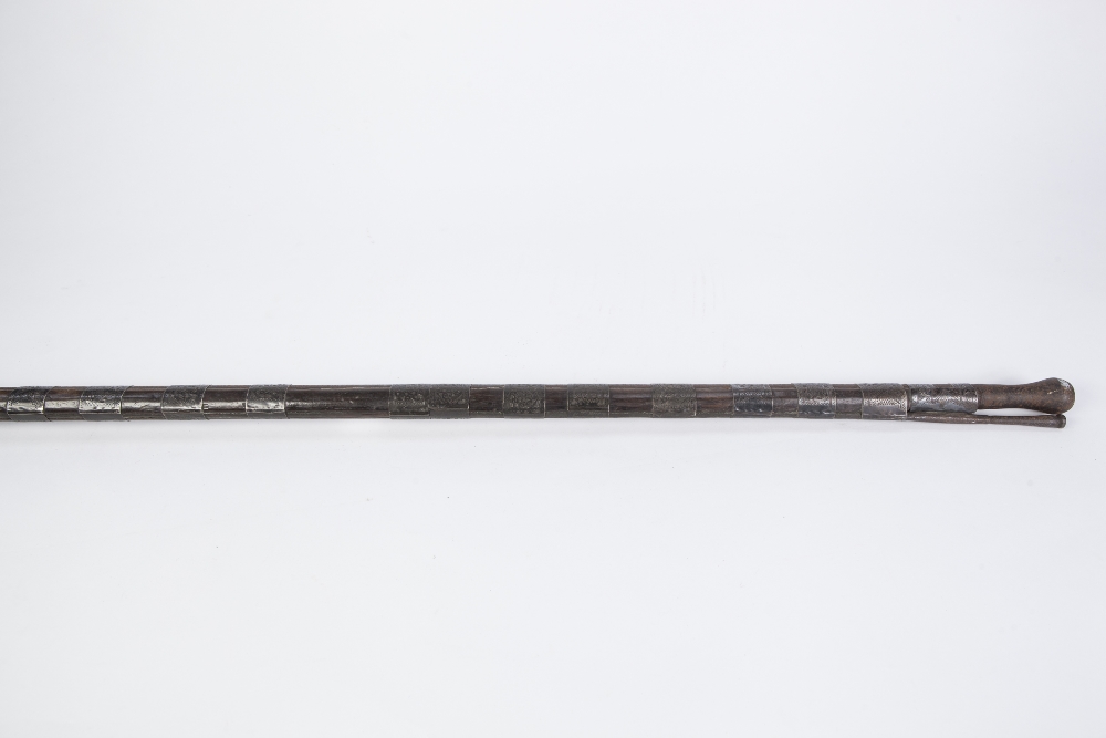NORTH AFRICAN LATE 18TH CENTURY SILVER MOUNTED SNAPHAUNCE LONG GUN having part octagonal barrel with - Image 2 of 2