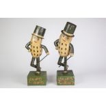 AN IDENTICAL PAIR OF INTER WAR YEARS AMERICAN PAINTED WOODEN 'PLANETR'S PEANUTS' advertising