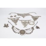 ASIAN METAL FILIGREE STYLE JEWELLERY COMPRISING HAND RING AND CHAIN HAND JEWELLERY (3), NECKLACE,