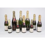 ONE BOTTLE OF MOET AND CHANDON BRUT IMPERIAL ROSE CHAMPAGNE 1980, 75cl;THREE HALF BOTTLES OF MOET