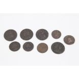 THREE GEORGE I FARTHINGS 1721, 1723 & 1724, fine, TWO GEORGE II ditto, one fine and FOUR VARIOUS