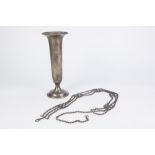 'Manchester Liners' ELECTROPLATED TRUMPET VASE, 10" (25.4cm) high and a PIERCED METAL BELT mounted