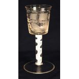 MODERN REPRODUCTION OF AN 18th CENTURY PRIVATEER WINE GLASS FOR THE EAGLE FRIGATE, the slightly