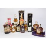 TWO BOTTLES OF SEAGRAMS FINE DE LUXE CANADIAN BROWN ROYAL WHISKY 1965, 37.9cl, with two fabric bags;