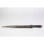 19TH CENTURY CAUCASIAN DAGGER KINDJAL the broad fullered, double edge pointed blade with a single