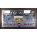 SCOTS GREY WHISKY LARGE ADVERTISING MIRROR, with pictorial centre panel depicting the 'Charge of the