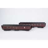 TWO EXLEY 'O' GAUGE TYPE K6 CORRIDOR COACHES IN LMS MAROON LIVERY, viz 1st /3rd No. 3222 and 1st