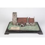 PROBABLY LATE VICTORIAN PAINTED AND TEXTURED WOOD SCALE MODEL OF DITCHCOTT CHURCH-BUCKINGHAMSHIRE in