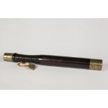 GEORGE IV (1830) TURNED EBONY AND BRASS MOUNTED TIPSTAFF/TRUNCHEON the brass banded/mounted tip