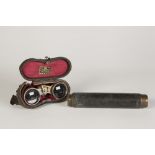 DENHILL, VENUS, EARLY TWENTIETH CENTURY BRASS AND LEATHER BOUND THREE DRAW TELESCOPE, 18x