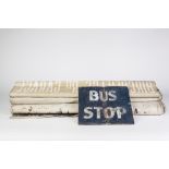 FOUR CIRCA 1960's BUS PRINTED FABRIC MANCHESTER AREA DESTINATION BLINDS, one marked Selnec