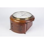 A RARE SMALL NINETEENTH CENTURY MAHOGANY CASED RAILWAY WALL CLOCK OR TIME PIECE, having 8 day