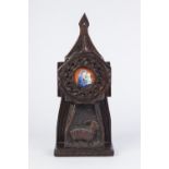 BLACK FOREST CARVED WOOD SHRINE PATTERN WATCH HOLDER, 12 3/4" (32.4cm) high with later moulded