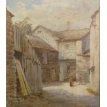 (?) AW, (Late Nineteenth Century) WATERCOLOUR Farmyard with two figures Signed and dated 1899 13"