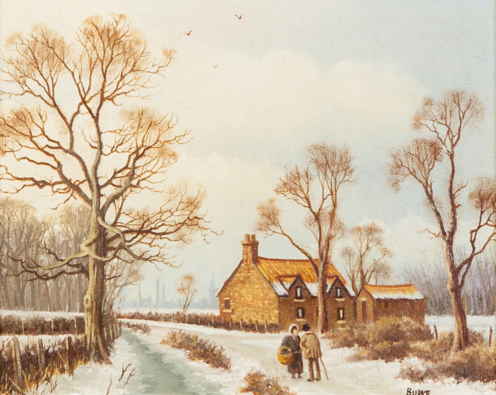 PATRICK BURKE (modern) OIL PAINTINGS ON CANVAS-BOARD, FOUR Dutch style pastiche winter landscapes - Image 3 of 5