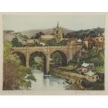 JAMES PRIDDY (1916-1980) TWO ARTIST SIGNED AQUATINTS 'Knaresborough, Yorkshire' 8 3/4" x 11 3/4" (