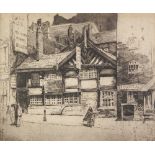 FRANK GREENWOOD (Twentieth Century) TWO ARTIST SIGNED ETCHINGS Manchester Street scenes with figures