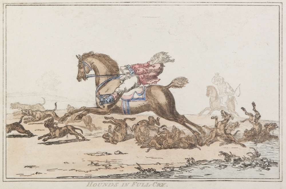 JAMES GILRAY HAND COLOURED ETCHINGS, FOUR Hunting scenes 11 1/4" x 15 1/4" (28.5 x 39cm), plate (4)