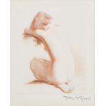 JEAN AUGUSTE VYBOUD (1872-1944) TWO ARTIST SIGNED ETCHINGS IN BROWN INK Female nudes seated 4 1/2" x