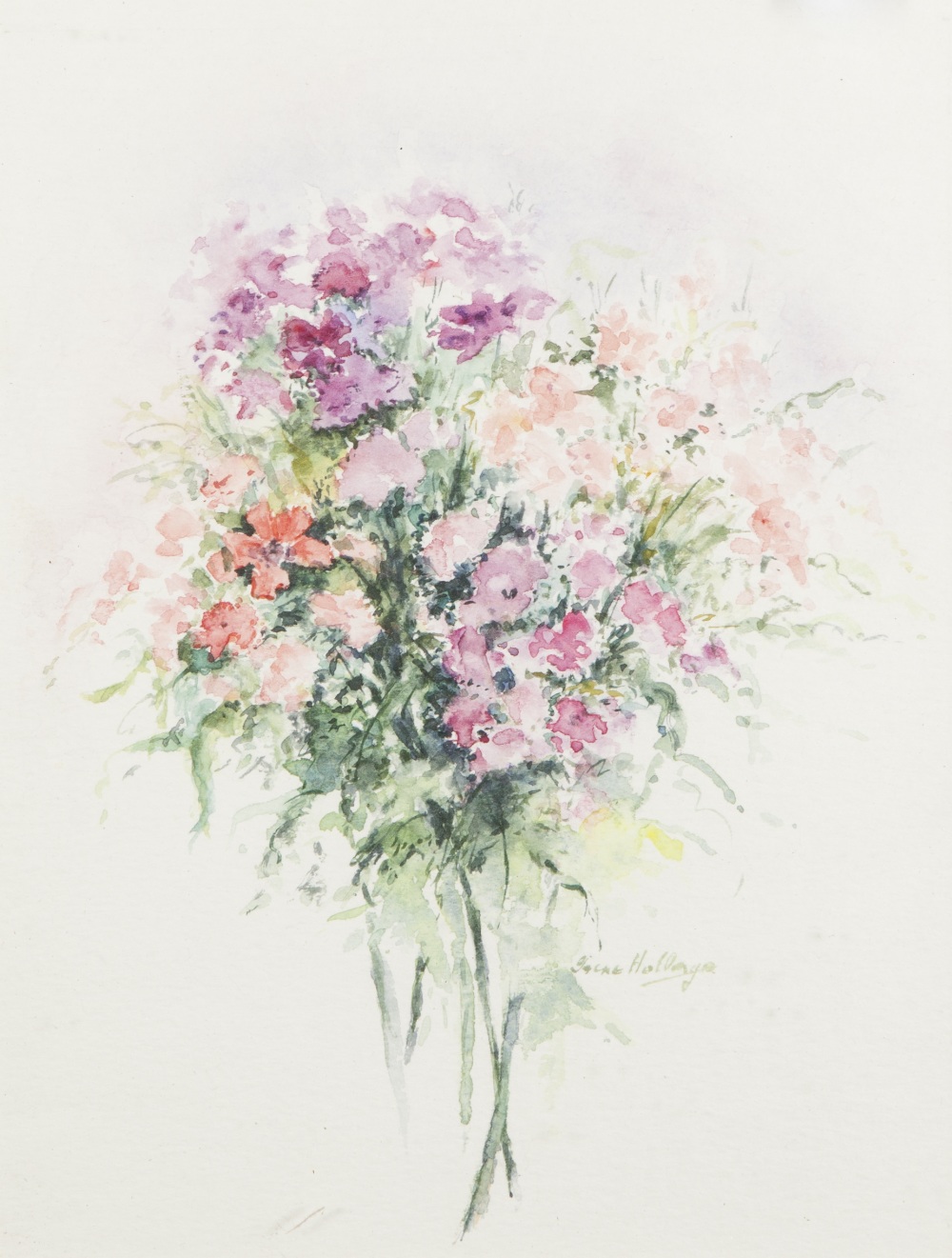 IRENE HOLLINGS (MODERN) WATERCOLOURS, SIX VARIOUS PORTRAITS, Flowers etc, varying sizes, and four - Image 6 of 10
