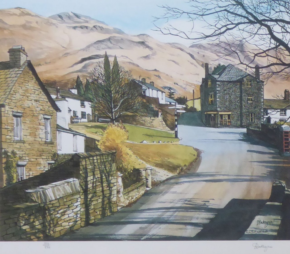 FOUR ARTIST SIGNED COLOUR PRINTS COMPRISING; DONALD DAKEYNE LIMITED EDITION 'ELTERWATER' (352/850) - Image 2 of 3