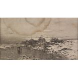 AFTER ANDERS WINDMAIER PHOTOGRAVURE Winter landscape with figures 9 3/4" x 18" (25 x 45.5cm) (