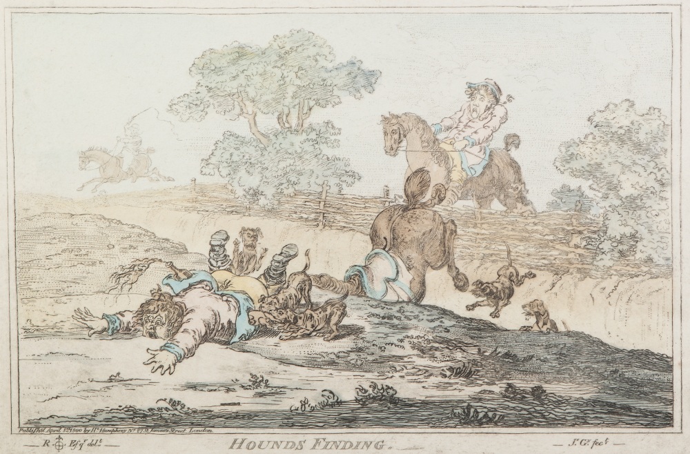 JAMES GILRAY HAND COLOURED ETCHINGS, FOUR Hunting scenes 11 1/4" x 15 1/4" (28.5 x 39cm), plate (4) - Image 2 of 4