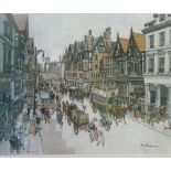 MARGARET CHAPMAN ARTIST SIGNED COLOUR PRINT 'Chester street scene' Signed with Fine Art Trade