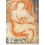 NORMAN JAQUES (1926 - 2014) ARTIST SIGNED COLOUR ETCHING Seated female nude 15 3/4" x 11 3/4" (40