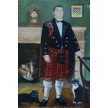 M. GREGIS (CHESTER) OIL PAINTING ON OLD GESSOED PANEL 'Portrait of I. W. Stewart Esq. descendant