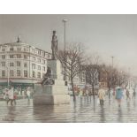 PATRICK BURKE THREE PASTEL DRAWINGS Manchester city centre views Piccadilly, Square (19)92 16" x 20"
