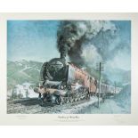 TERENCE CUNEO ARTIST SIGNED COLOUR PRINT 'Duchess of Hamilton', also signed by Robert A.Riddles C.