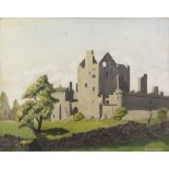 ROY MEWHA (MODERN) OIL PAINTING ON BOARD 'Craigmillar Castle, Edinburgh' Signed and dated (19)51