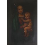 AFTER RAPHAEL (Raffaello Santi) 19th CENTURY PRINT LAID DOWN ON CANVAS 'Madonna and Child' 18" x 12"